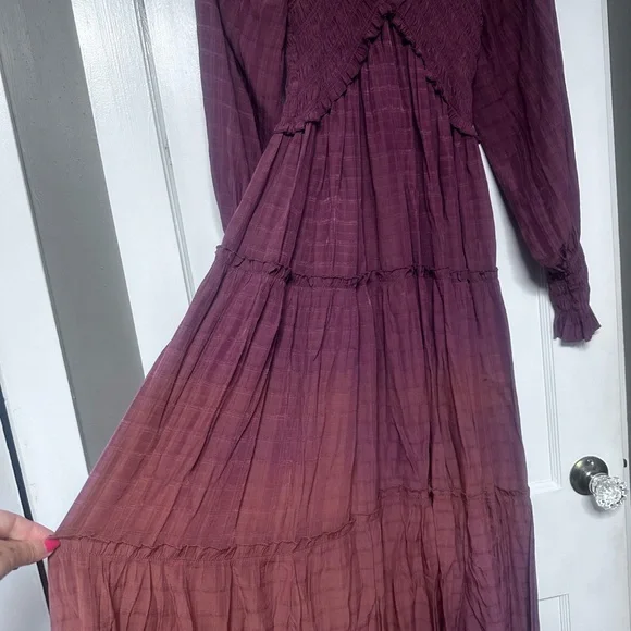 Dark Rose Tiered Ruffled Long Sleeve Sundress - Picture 3 of 8